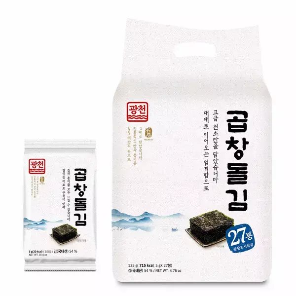 Gwangcheon Gim Premium Gopchang Gim Lunchbox Seaweed 5g × 27 packs